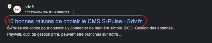 Affichage du titre d'une page web sur la SERP de Google
